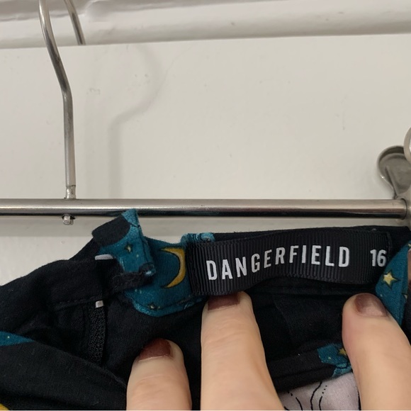 Dangerfield black gold + teal cotton tarot design flared mini skirt - Picture 7 of 8